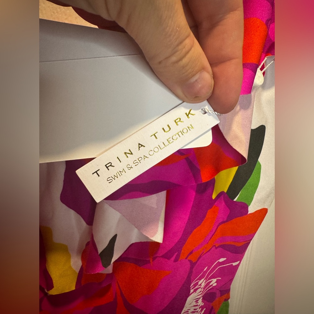 311 - Trina Turk Bloom Plunge V-Neck Ruffle Tankini Swim Top 🌺👙 - Picture 11 of 12